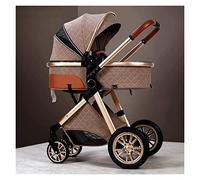 Poussette 2 en 1 for bébé - Poussette de luxe pliable - Ressorts d'absorption des chocs - Landau haute vue - Poussettes for nouveau-né - Poussette parapluie compacte for bébé (Color : Gold)