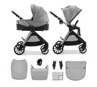 Poussette 2 En 1 Kinderkraft Vesto 2 Memory Buttons, Nacelle Ventilée 3 Zones, Pliage Avec Siège, Éco?cuir, Accessoires Inclus Gris TU