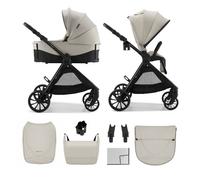 Poussette 2 en 1 Kinderkraft VESTO 2 nacelle ventilée 3 zones siège réversible suspension roues 8/11 pluie couvre-pieds beige