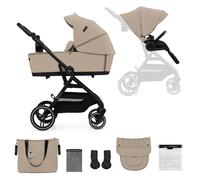 Poussette 2 En 1 Kinderkraft Yoxi Avec Nacelle Pliable, Siège Réversible, Roues Increvables Et Upf50+ Beige TU