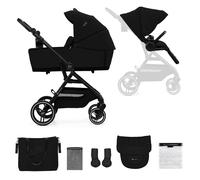 Poussette 2 En 1 Kinderkraft Yoxi Avec Nacelle Pliable, Siège Réversible, Roues Increvables Et Upf50+ Noir TU