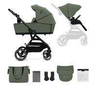Poussette 2 En 1 Kinderkraft Yoxi Avec Nacelle Pliable, Siège Réversible, Roues Increvables Et Upf50+ Vert TU
