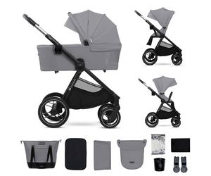 Poussette 2 en 1 légère pliage compact + nacelle et siège poussette réversible gris clair TU