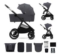 Poussette 2 en 1 légère pliage compact + nacelle et siège poussette réversible gris TU