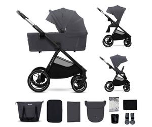 Poussette 2 en 1 légère pliage compact + nacelle et siège poussette réversible gris TU