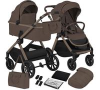 Poussette 2 en 1 LIONELO Layla - Nacelle - Sac à langer - Habillage pluie - Accessoires - Jusqu'à 22kg - Chocolat