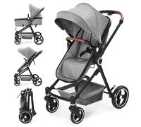 Poussette 2 En 1, Poussette Combinée Compacte Légère Pliable Avec Siège Inclinable, Landau Réglable, Poussette Bébé Confort Tout Terrain Haut Paysage, 0-3 Ans