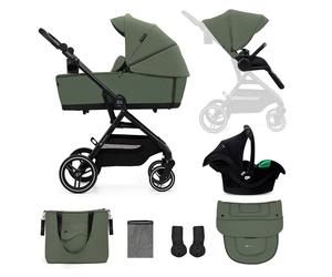 Poussette 3 En 1 Avec Nacelle, Roues Anti-crevaison Et Accessoires Vert TU