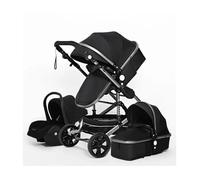 Poussette 3 en 1 Bébé Combinée Siège-Auto Nacelle Réversible Réglable Haute Qualité Roues increvables Canne noir