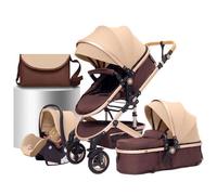 Poussette 3 en 1 Bébé Combinée Siège-Auto Nacelle Trio Réversible Réglable Haute Qualité Roues increvables Canne khaki