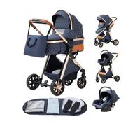 Poussette 3 en 1 Bébé Combinée Siège-Auto Nacelle Trio Réversible Réglable Haute Qualité Roues increvables Canne.bleu