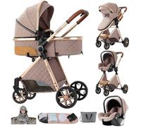 Poussette 3 en 1 Bébé Combinée Siège-Auto Nacelle Trio Réversible Réglable Haute Qualité Roues increvables .KAKI