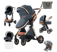 Poussette 3 en 1 Bébé Combinée Siège-Auto Nacelle Trio Réversible Réglable Haute Qualité Roues increvables Canne bleu.bazarland30