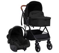 Poussette 3-En-1 Bébé Siège Auto Réversible Acier Anthracite/Noir Noir