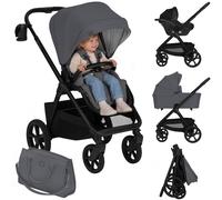 Poussette 3 en 1 CARMINE, poussette et nacelle, porte-bébé, jusqu'à 22 kg,...
