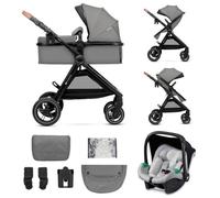 Poussette 3 en 1 Combinée Kinderkraft ESME, Système de voyage pour nouveau-né jusqu'à 4 ans, Siège auto Mink PRO I-Size, Gris