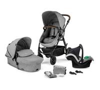 Poussette 3 en 1 Combinée Kinderkraft MOOV, Avec Siège auto MINK PRO I-size, Système de voyage, Grandes Roues, Gris Melange