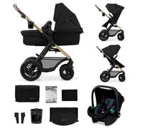 Kinderkraft MOOV2 AIR Poussette 3 en 1, Système de voyage de la naissance à 27 kg, Siège auto Mink PRO I-Size inclus, Noir