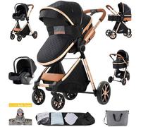 Poussette 3 en 1,combinées bebe,MagicZC,nouveau né,pliable,Dossier réglable,avec siege auto,0-3 ans,or noir