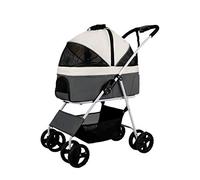 Poussette 3 en 1 for chien/chat/animal de compagnie, transporteur de voyage/siège de voiture/poussette avec transporteur amovible, poussette pliable à 4 roues for chien avec sac en filet de grande cap