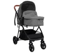 Poussette 3 en 1 gris clair noir acier avec siège réglable et nacelle, pliable et légère, poussette combinée dès la naissance, poussette et poussette de sport avec ceinture de sécurité 5 points