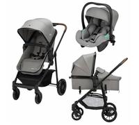 Bebeconfort Haze Trio, Poussette 3 en 1, 0-4 ans, 22 kg max, assise 2-en-1, poussette réversible et légère, siège auto bébé i-Size, pliage compact, panier spacieux, Mineral Gray