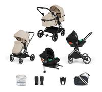 Poussette 3 en 1 i-Size Ickle Bubba Atom - Système de Voyage Complet avec Siège Auto Cirrus + Base ISOFIX - Landau Compact et Léger, Convient de la Naissance à 22 kg (Pierre)