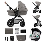 Poussette 3 En 1 Kinderkraft Moov 2 Air Avec Siège 2 En 1 Transformable, Roues Gonflables Et Mink Pro I-size Inclus Gris TU