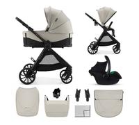 Poussette 3 En 1 Kinderkraft Vesto 2 Système De Voyage, Siège Auto Mink Pro 2, Assise Réversible, Suspension 4 Roues Beige TU