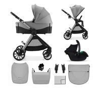 Poussette 3 En 1 Kinderkraft Vesto 2 Système De Voyage, Siège Auto Mink Pro 2, Assise Réversible, Suspension 4 Roues Gris TU