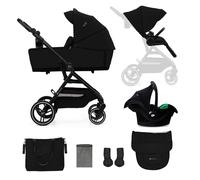 Poussette 3 En 1 Kinderkraft Yoxi Avec Nacelle Transformable, Siège Réversible, Mink Pro I-size Et Roues Increvables Noir TU