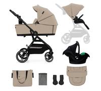Poussette 3 En 1 Kinderkraft Yoxi Avec Nacelle Transformable, Siège Réversible, Mink Pro I-size Et Roues Increvables Beige TU