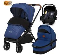 Poussette 3 en 1 LIONELO Mika -Jusqu'à 22Kg - Pack poussette, Nacelle, Siège auto et Accessoires - Bleu