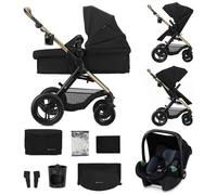Kinderkraft MOOV XL 3 en 1, Poussette jusqu'à 27 kg, Landau, Avec siège I-SIZE 40-75 cm, Pliable, Absorption des chocs, Convertible, Nacelle XL, Avec accessoires, Noir