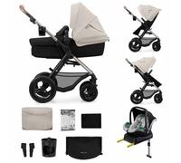 Poussette 3 en 1 Multifonction Kinderkraft MOOV2 De la Naissance à 27kg, Siège 2 en 1, Roues Gonflables, Pliable Facilement, Gris