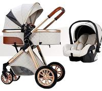 Poussette 3 en 1 pour bébé avec système de voyage pour berceau avec pliage facile, couverture chancelière, coussin de refroidissement, housse de pluie, sac à dos