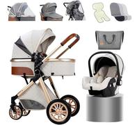 Poussette 3 en 1 pour bébé - Pliable, légère et ultra compacte avec housse de pluie, chancelière, couverture, coussin rafraîchissant et moustiquaire pour enfants de 0 à 3 ans