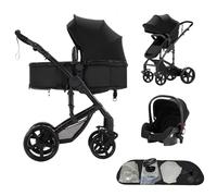 Poussette 3 en 1, poussette bidirectionnelle, nacelle cosy et capote inclus, pour naissance bébés de 0 a 3 ans (Noir)