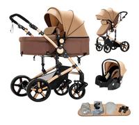 Poussette 3 en 1, poussette bidirectionnelle, nacelle cosy et capote inclus, pour naissance bébés de 0 a 3 ans (kaki)
