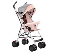 Poussette 3 en 1, Poussette Canne, Trio, Poussette Bebe, Landau Bébé, Accessoires, Adaptateurs Universels, Grandes Roues, 25kg, panier spacieux-D-rose