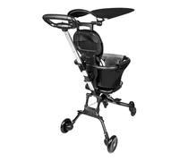 Poussette 3 en 1, Poussette Canne, Trio, Poussette Bebe, Landau Bébé, Accessoires, Adaptateurs Universels, Grandes Roues, 25kg, panier spacieux-30 * 55 * 86,5 cm - Gris + Noir