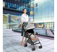 Poussette 3 en 1, Poussette Canne, Trio, Poussette Bebe, Landau Bébé, Accessoires, Adaptateurs Universels, Grandes Roues, 25kg, panier spacieux-A-gris