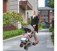 Poussette 3 en 1, Poussette Canne, Trio, Poussette Bebe, Landau Bébé, Accessoires, Adaptateurs Universels, Grandes Roues, 25kg, panier spacieux -B-gris