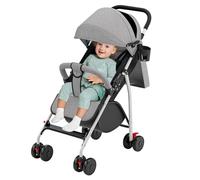 Poussette 3 en 1, Poussette Canne, Trio, Poussette Bebe, Landau Bébé, Accessoires, Adaptateurs Universels, Grandes Roues, 25kg, panier spacieux-C-gris