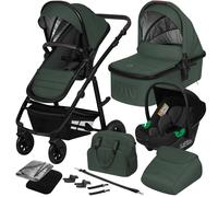 Poussette 3en1 Amber Jusqu?à 22 Kg Avec Nacelle, Siège-auto, Sac Et Accessoires Green Forest TU