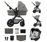 Poussette 3en1 Combinée Kinderkraft MOOV2 AIR, De la naissance à 27 kg, Siège auto Mink PRO I-Size inclus, Gris clair