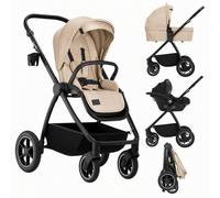 Poussette 3en1 Meril Jusqu?à 22 Kg Avec Nacelle, Siège-auto, Sac Et Accessoires Beige Sand TU