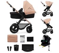Poussette 4 En 1 Kinderkraft Moov 2 Air Avec Siège 2 En 1 Transformable, Roues Gonflables Et Travel System Beige TU