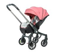 Poussette 4 en 1 Système de voyage, Poussette bébé combinée réversible deux façons de pousser, pliable en un clic, convient aux enfants de 0 à 4 ans jusqu'à 22 kg（rose）