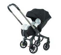 Poussette 4 en 1 Système de voyage, Poussette bébé combinée réversible deux façons de pousser, pliable en un clic, convient aux enfants de 0 à 4 ans jusqu'à 22 kg(noir)